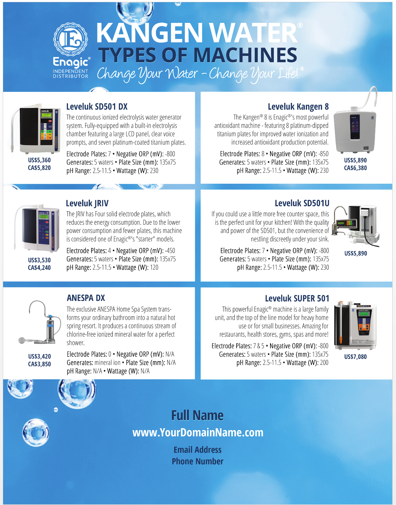 Enagic Machines Flyer