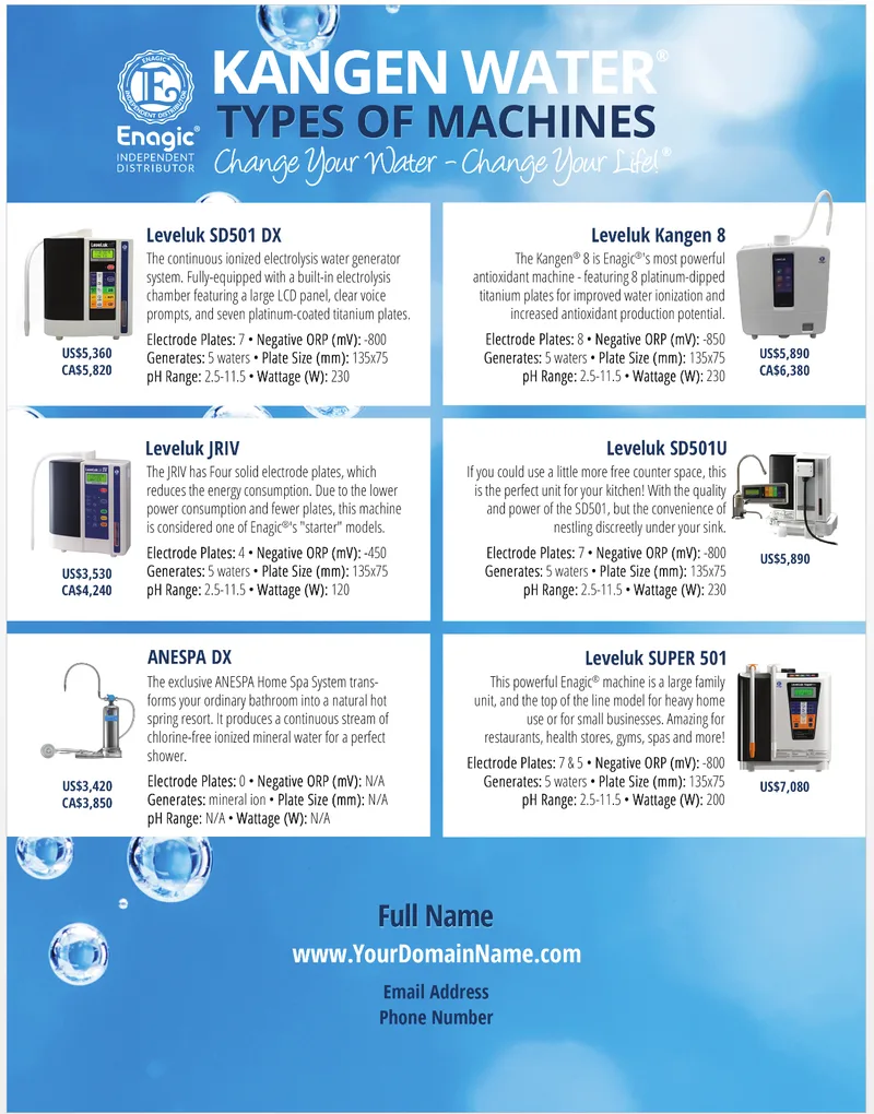 Enagic Machines Flyer